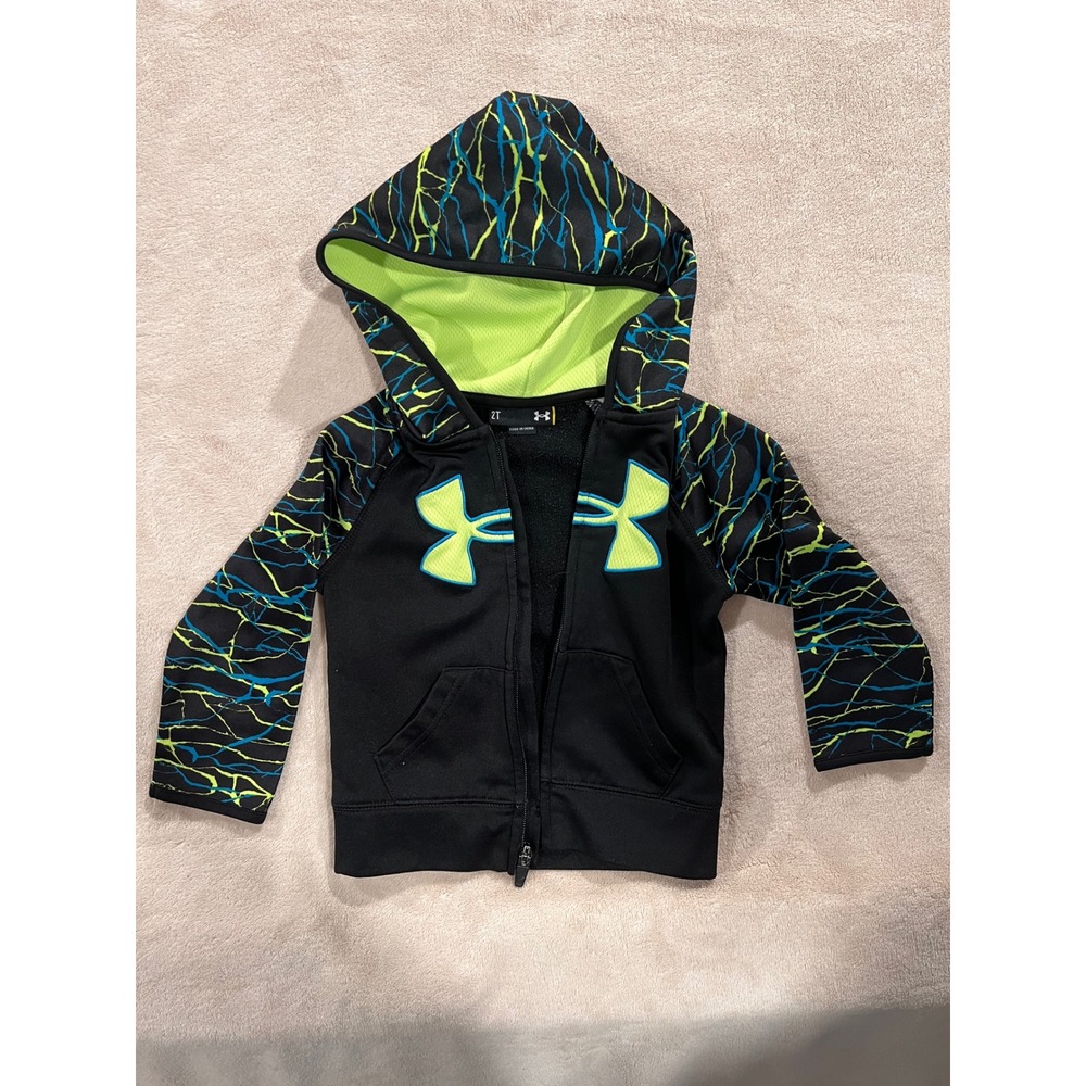 Under Armour Hoodie Kids 2T Black Good Lightning Graphic Full Zip Fleece Jacket